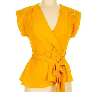 MONTEAU Faux Wrap Blouse